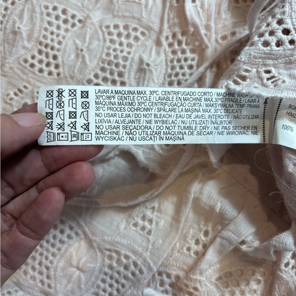 Zara Women’s Embroidered/Lace Short Sleeve Tie Waist Blouse in Blush Size M. - Picture 7 of 11